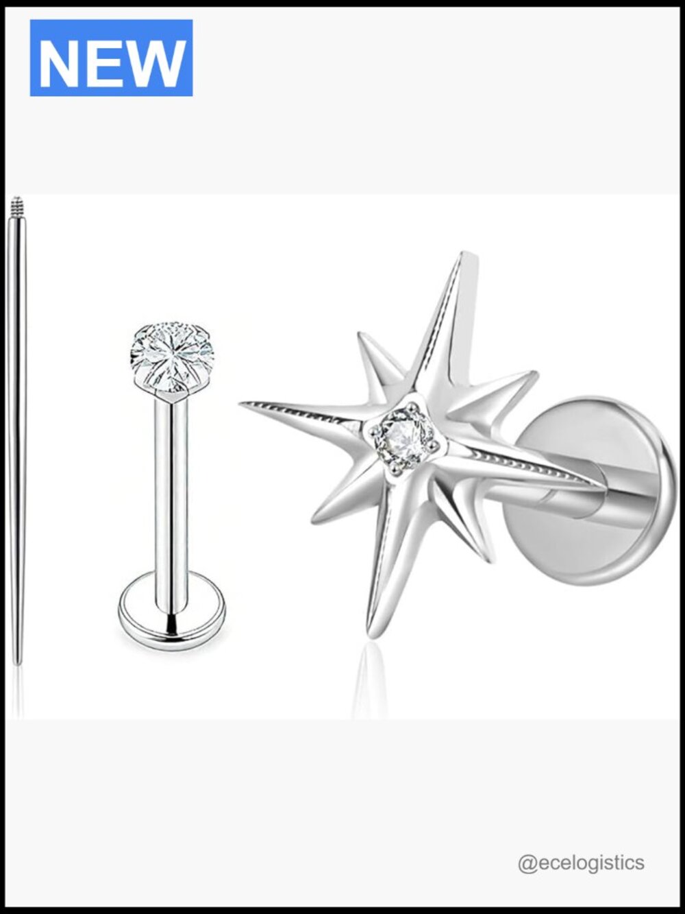 G23 Titanium Multi-Shape Flat Back Stud Earrings Set Hypoallergenic Nickel Free